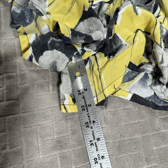 Elevenses Women XS Romper Shorts Yellow Floral V Neck Faux Wrap Belt Half Sleeve - Picture 10 of 11